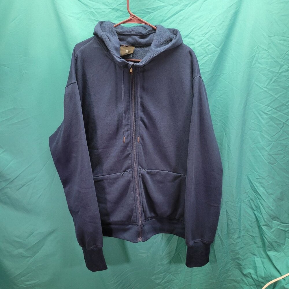 Scottevest Mens Micro Fleece Hoodie Zip-Up Jacket W/ Thumb Holes Size XL Blue